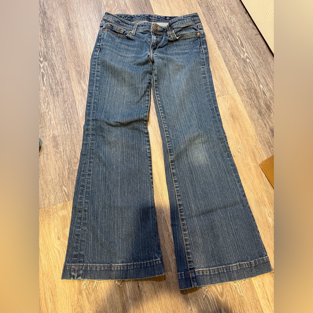 Seven7 Distressed Blue Flare Jeans